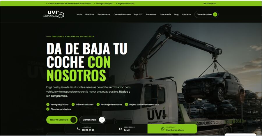 Captura de la web de Desguace UVI