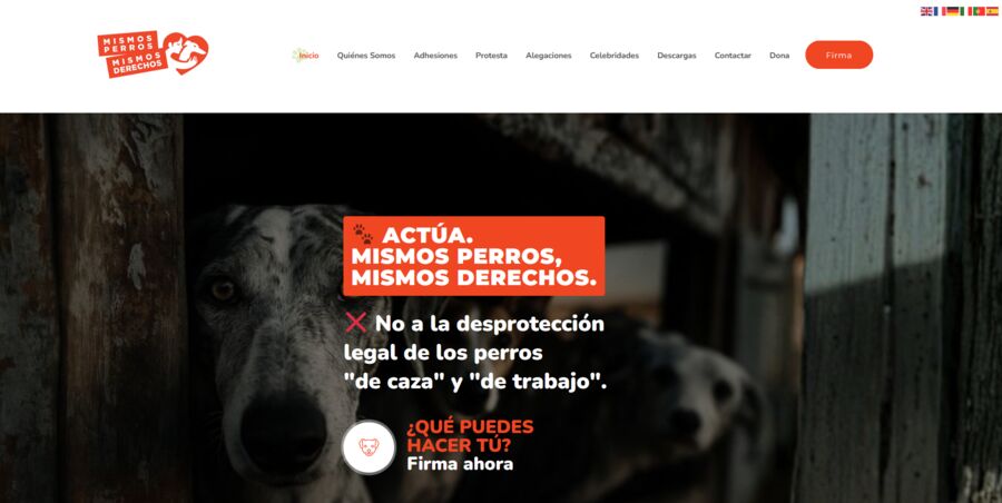 Captura de la web de Mismos Perros, Mismos Derechos