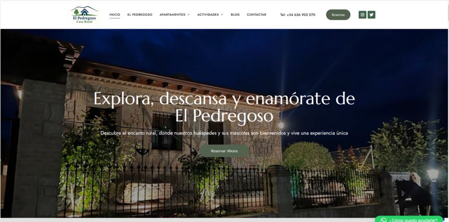 Captura de la web de Casa Rural El Pedregoso